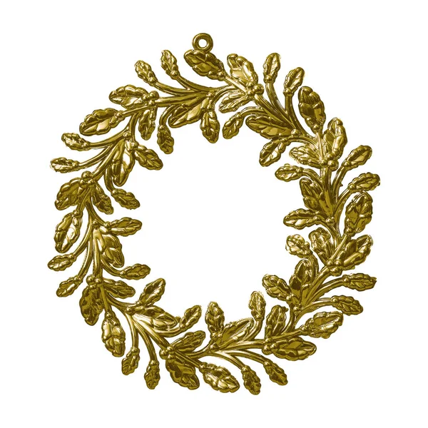Golden Frame Wreath Paintings Mirrors Photo Isolated White Background Design — Stock Photo, Image
