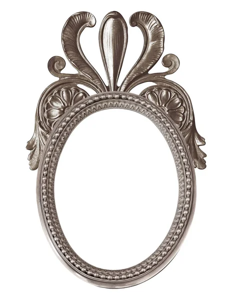 Beyaz arka planda izole edilmiş resimler, aynalar veya fotoğraf için panoramik gümüş çerçeve. Kırpma yolu ile tasarım ögesi