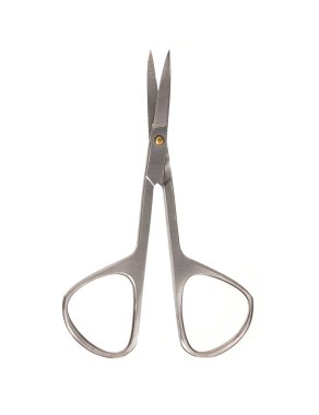 Beyaz arkaplanda izole edilmiş küçük keskin tırnak makası