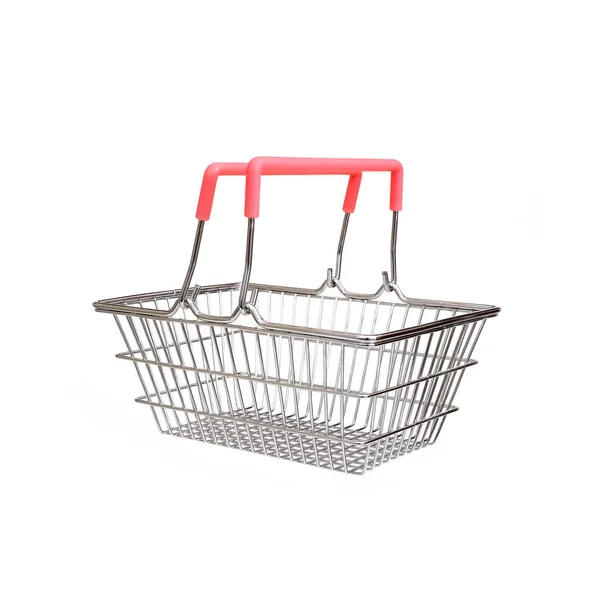 Cesta Compras Clássico Isolado Fundo Branco — Fotografia de Stock