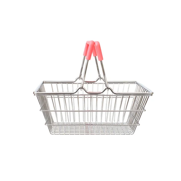 Cesta Compras Clássico Isolado Fundo Branco — Fotografia de Stock