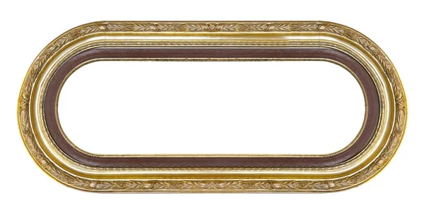 Panoramic Golden Oval Frame Paintings Mirrors Photo Isolated White Background — Stock Photo, Image