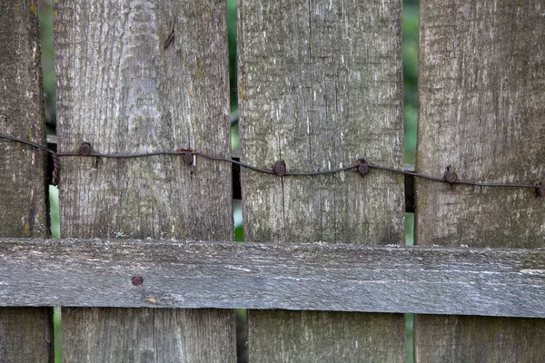 The background: Old fence with rusty nails and wire