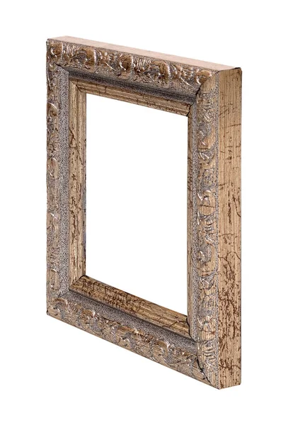 镜子或照片的木制框架 透视角度孤立于白色背景 具有剪切路径的设计元素 — 图库照片