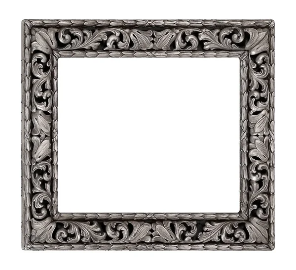 Silver Frame Paintings Mirrors Photo Isolated White Background Design Element — Stock Photo, Image