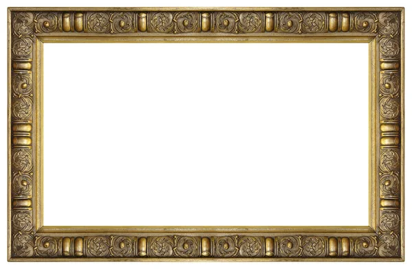 Gouden Kader Voor Schilderijen Spiegels Foto Geïsoleerd Witte Achtergrond Ontwerpelement Stockfoto