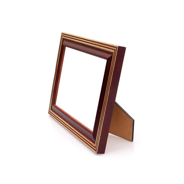 镜子或照片的木制框架 透视角度 白色背景隔离 — 图库照片