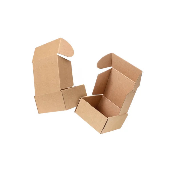 Two Craft Boxes Isolated White Background — Stock Photo, Image
