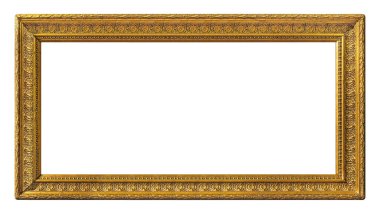 Beyaz arkaplanda izole edilmiş resimler, aynalar veya fotoğraf için panoramik altın çerçeve