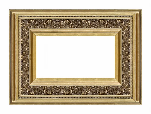 Золотая Рамка Картин Зеркал Фотографий Белом Фоне — стоковое фото