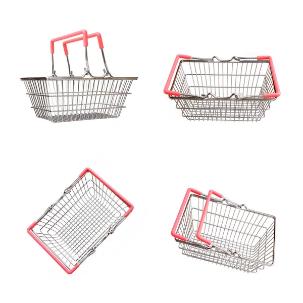 Classic Shopping Basket Isolated White Background — Stock Photo, Image