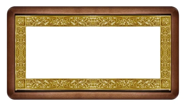 Panoramic Wooden Frame Paintings Mirrors Photo Isolated White Background Design — Stock Photo, Image