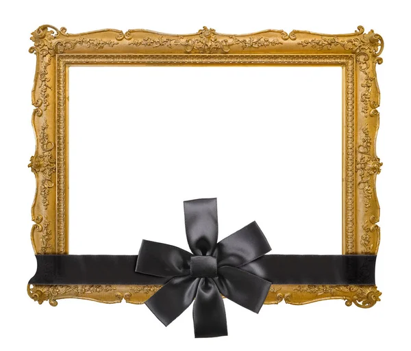 Goldener Rahmen Mit Schwarzem Trauerband Für Gemälde Spiegel Oder Foto — Stockfoto