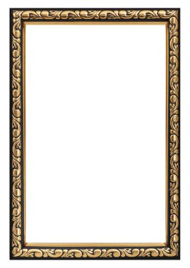 Tablolar, aynalar veya beyaz arka planda izole edilmiş fotoğraf için altın çerçeve. Kırpma yolu ile tasarım ögesi