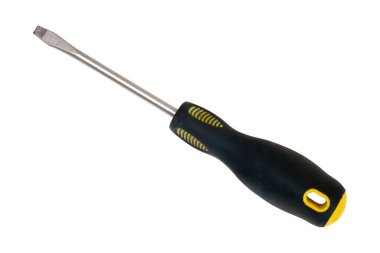 Tamir ve montaj için el aletleri: beyaz arkaplanda izole edilmiş tornavida. Kırpma yolu ile tasarım ögesi