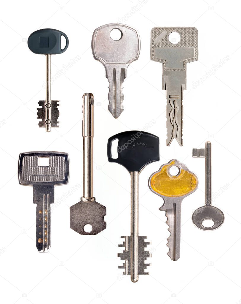 Mockup door key isolated on white background