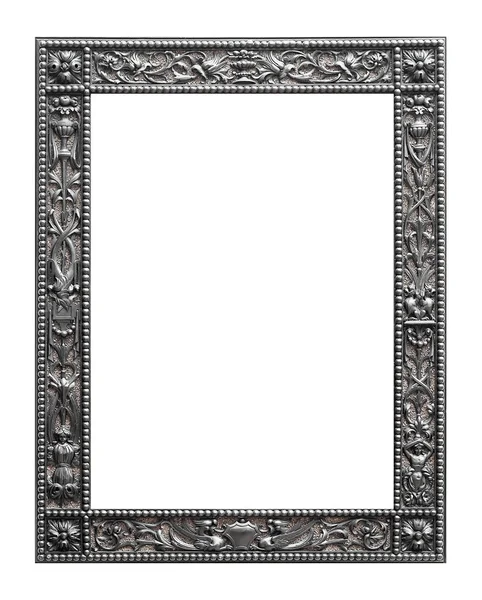 Silver Frame Paintings Mirrors Photo Isolated White Background Design Element — Stock Photo, Image