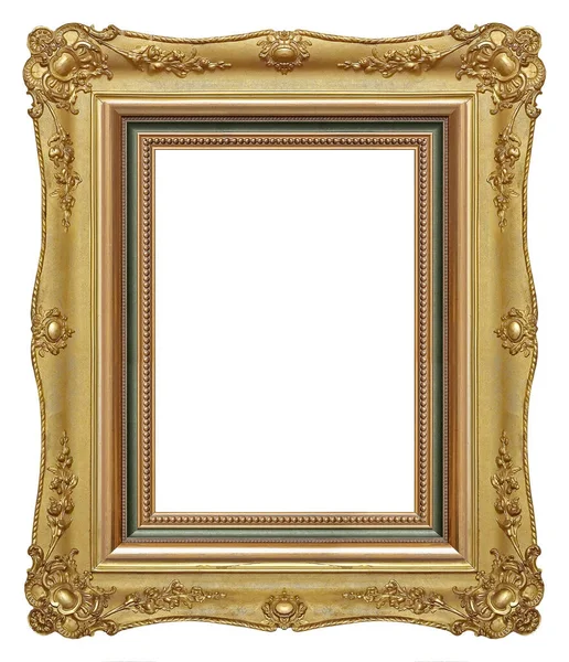 Gouden Kader Voor Schilderijen Spiegels Foto Geïsoleerd Witte Achtergrond Ontwerpelement Stockafbeelding