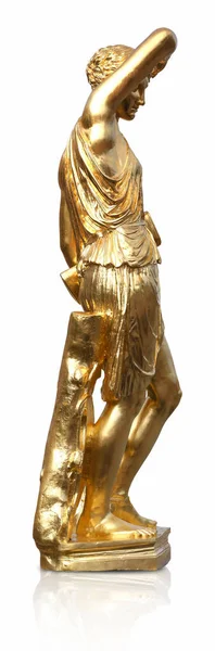 Gyllene Staty Antika Gudinnan Isolerad Vit Bakgrund Designelement Med Klippbana — Stockfoto