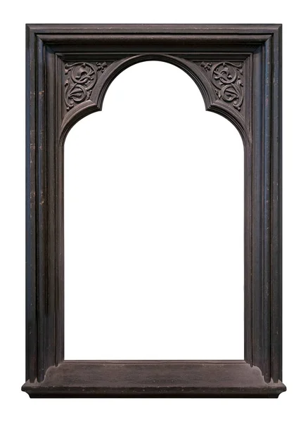 Wooden Gothic Frame Paintings Mirrors Photo Isolated White Background Design — Stock Photo, Image