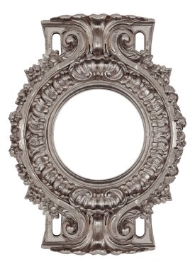 Beyaz arka planda izole edilmiş resimler, aynalar ya da fotoğraf için gümüş çerçeve. Kırpma yolu ile tasarım ögesi