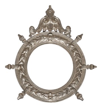 Beyaz arka planda izole edilmiş resimler, aynalar ya da fotoğraf için gümüş çerçeve. Kırpma yolu ile tasarım ögesi