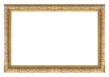 Beyaz arkaplanda izole edilmiş resimler, aynalar veya fotoğraf için altın çerçeve