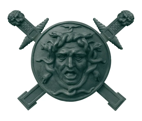 Bronze Decorative Element Isolated White Background Head Mythical Monster Design — Stock Photo, Image