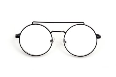 Beyaz arkaplanda izole edilmiş temiz gözlüklü gözlük