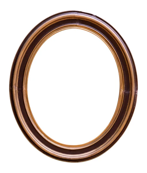 Ovaler Holzrahmen Für Gemälde Spiegel Oder Foto Isoliert Auf Weißem — Stockfoto
