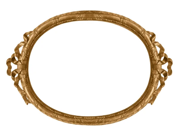 Gyllene Oval Ram För Målningar Speglar Eller Foto Isolerad Vit — Stockfoto