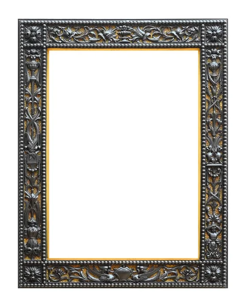 Stříbrný Zlatý Rám Pro Obrazy Zrcadla Nebo Fotografii Izolovanou Bílém — Stock fotografie