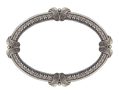 Beyaz arka planda izole edilmiş resimler, aynalar ya da fotoğraf için gümüş oval çerçeve. Kırpma yolu ile tasarım ögesi