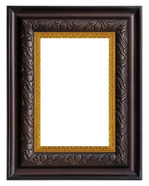 Ξύλινο Μαύρο Πλαίσιο Για Πίνακες Καθρέφτες Φωτογραφία Που Απομονώνονται Λευκό — Φωτογραφία Αρχείου