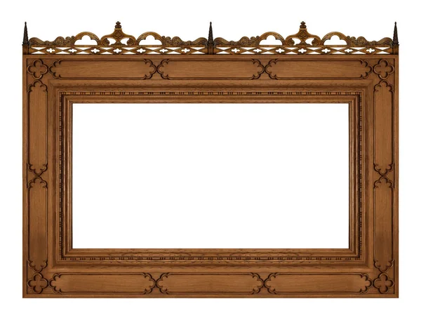 Moldura Gótica Madeira Para Pinturas Espelhos Fotos Isoladas Sobre Fundo — Fotografia de Stock