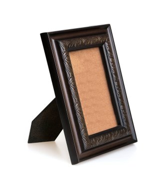 Beyaz arkaplanda izole edilmiş tablo, ayna veya fotoğraf için ahşap çerçeve