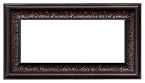 Panoramic Black Wooden Frame Paintings Mirrors Photo Isolated White Background — Stok fotoğraf