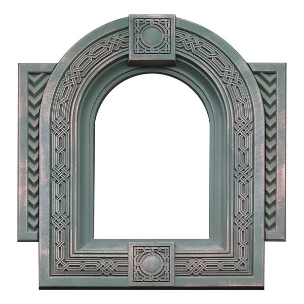 Bronze Frame Paintings Mirrors Photo Isolated White Background Design Element — Stock Photo, Image