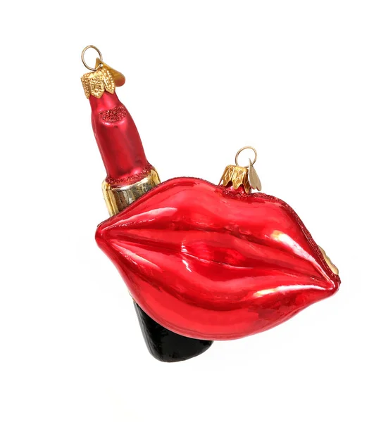 Weihnachtsspielzeug Form Von Lippen Isoliert Auf Weißem Hintergrund — Stockfoto