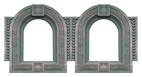 Dvojitý Bronzový Rám Diptych Pro Obrazy Zrcadla Nebo Fotografie Izolované — Stock fotografie