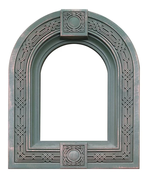 Bronze Frame Paintings Mirrors Photo Isolated White Background Design Element — Stock Photo, Image