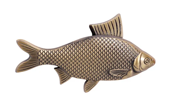Metall Gyllene Fisk Isolerad Vit Bakgrund Designelement Med Klippbana — Stockfoto