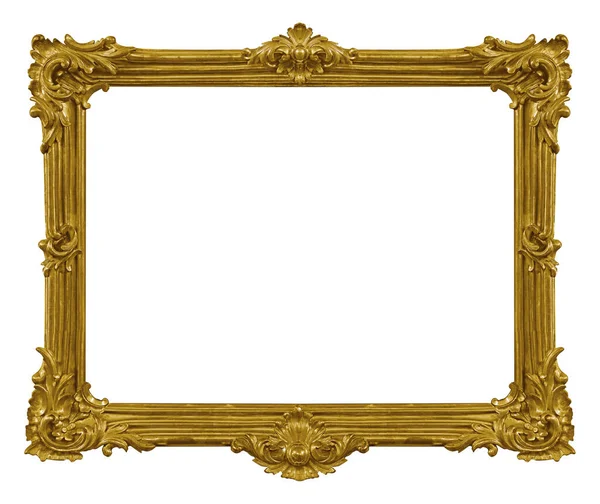 Золотая Рамка Картин Зеркал Фотографий Белом Фоне Элемент Дизайна Вырезкой — стоковое фото