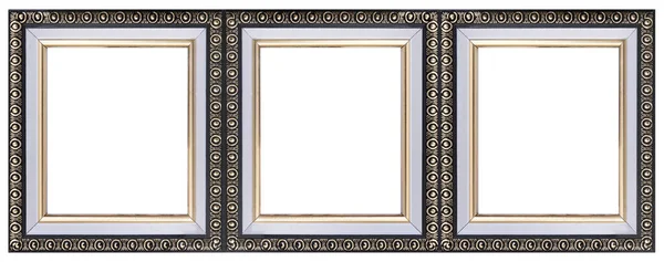 Drievoudig Houten Frame Drieluik Voor Schilderijen Spiegels Foto Geïsoleerd Witte — Stockfoto