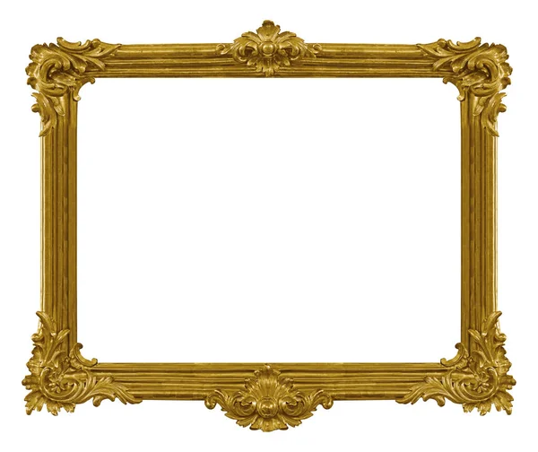 Золотая Рамка Картин Зеркал Фотографий Белом Фоне Элемент Дизайна Траекторией — стоковое фото