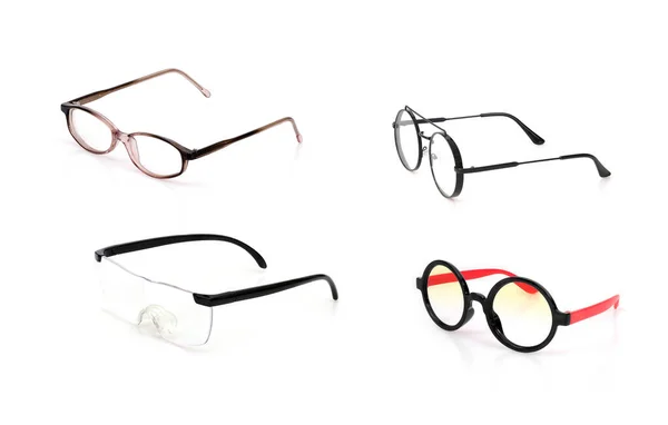 Set Glasses Isolated White Background Applying Portrait — Stock Photo, Image