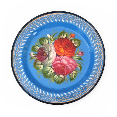 Geleneksel dekoratif metal tepsi, Zhostovo köyünden çiçekli süs, 19. yüzyıl