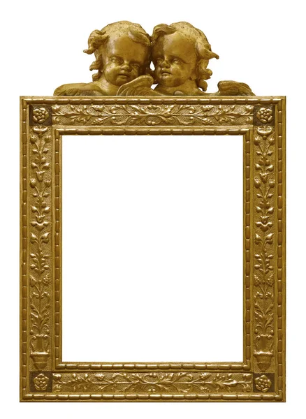Golden Frame Angels Paintings Mirrors Photo Isolated White Background — Stock Photo, Image