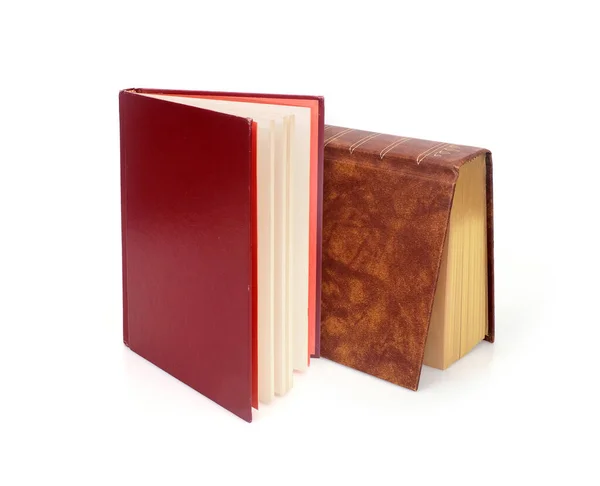 Dvě Knihy Barvě Kryty Izolované Bílém Pozadí — Stock fotografie