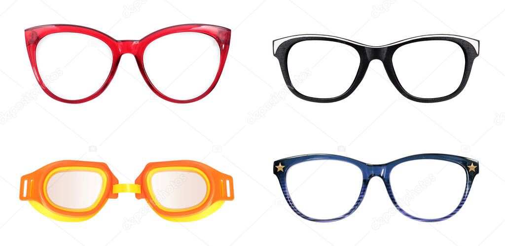 Glasses with clear glasses isolated on white background